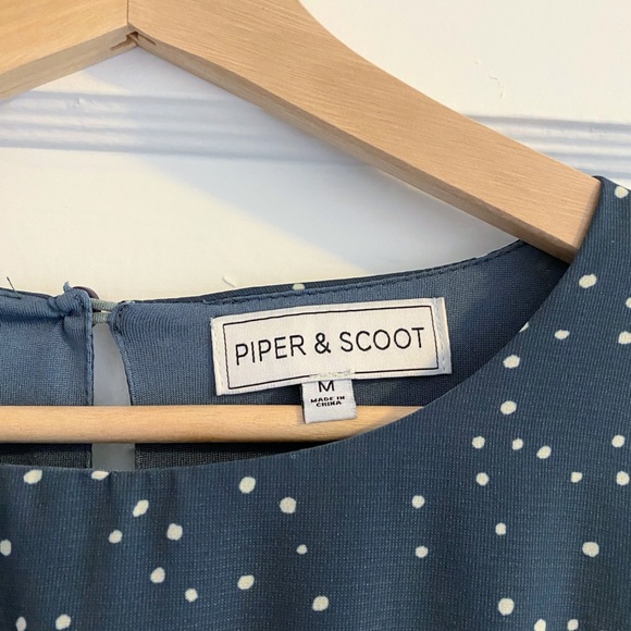 Piper and Scoot: The Pacific Dot Midi Dress in Dusty Blue Size Medium - Picture 6 of 9